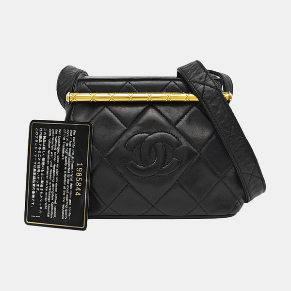 Quilted Lambskin Shoulder Bag Black