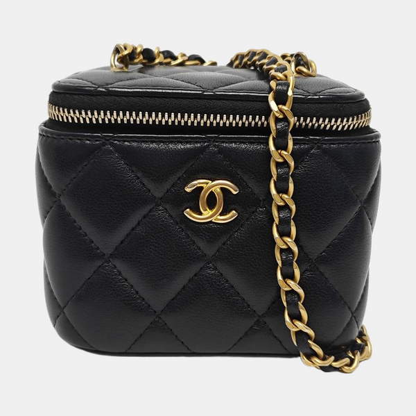 VANITY CASE Mini Quilted Lambskin Black