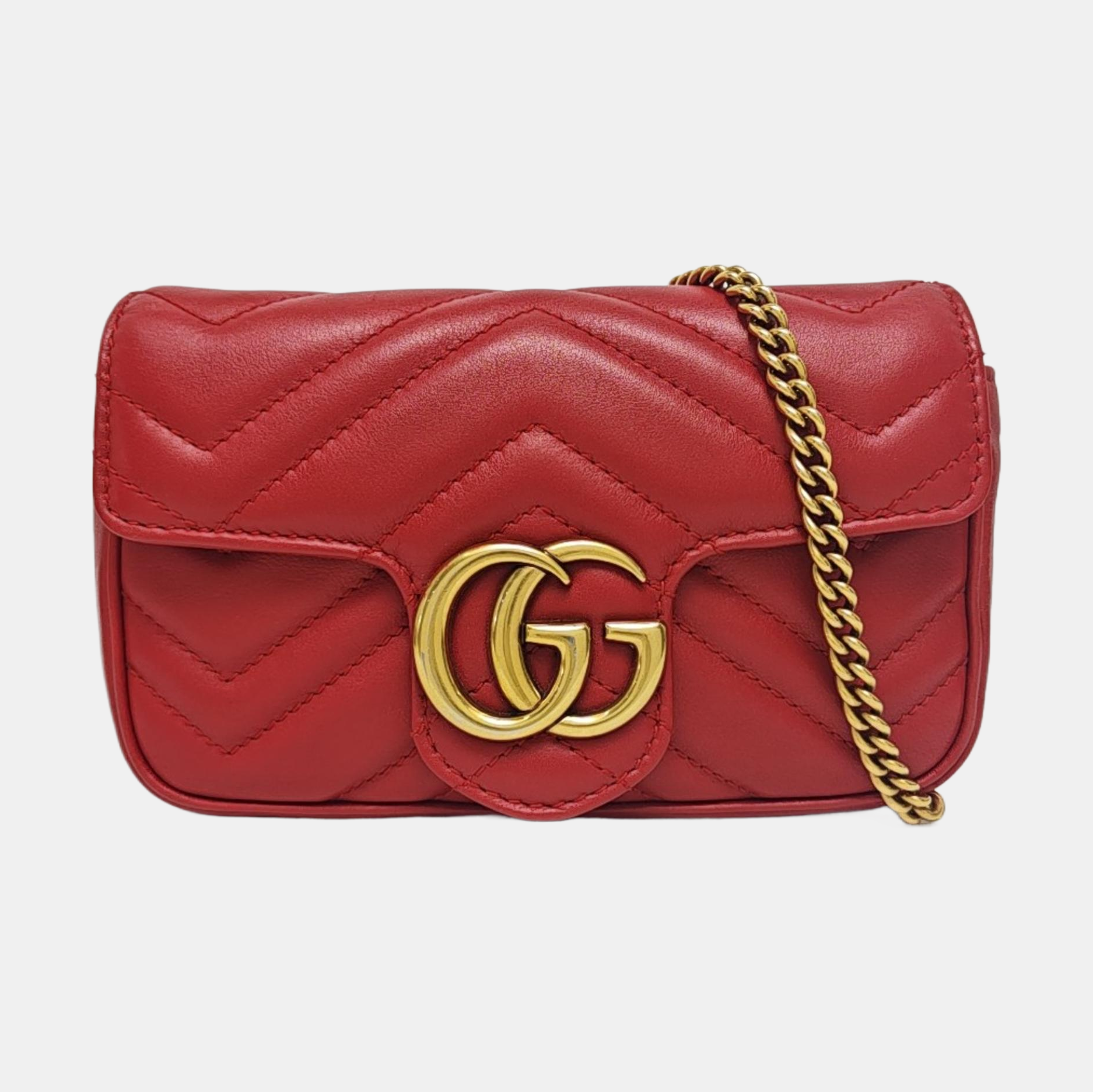 GG Marmont Mini Quilted Calfskin Red
