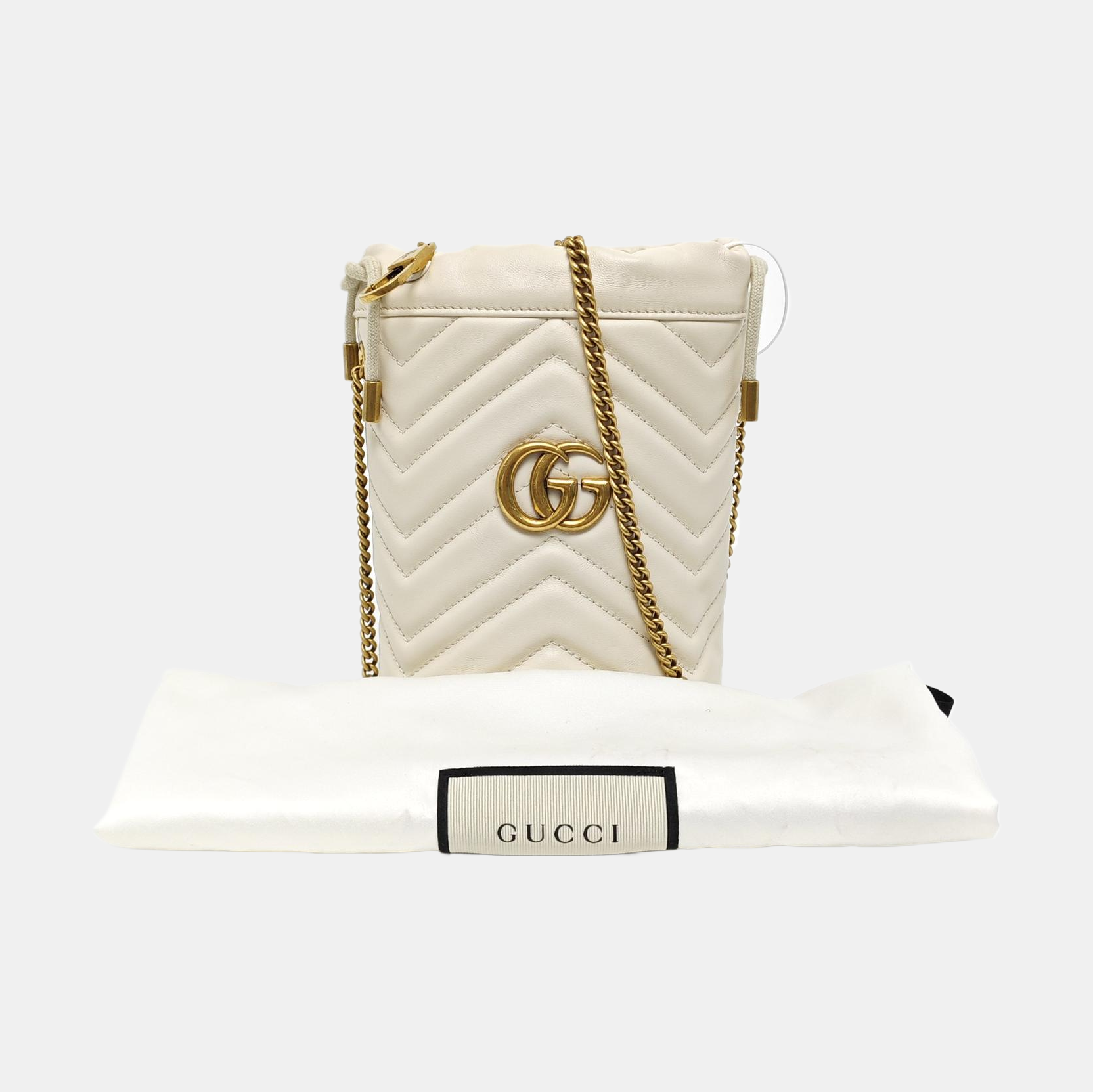 GG Marmont Mini Quilted Calfskin White