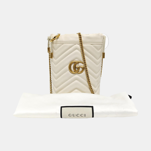 GG Marmont Mini Quilted Calfskin White