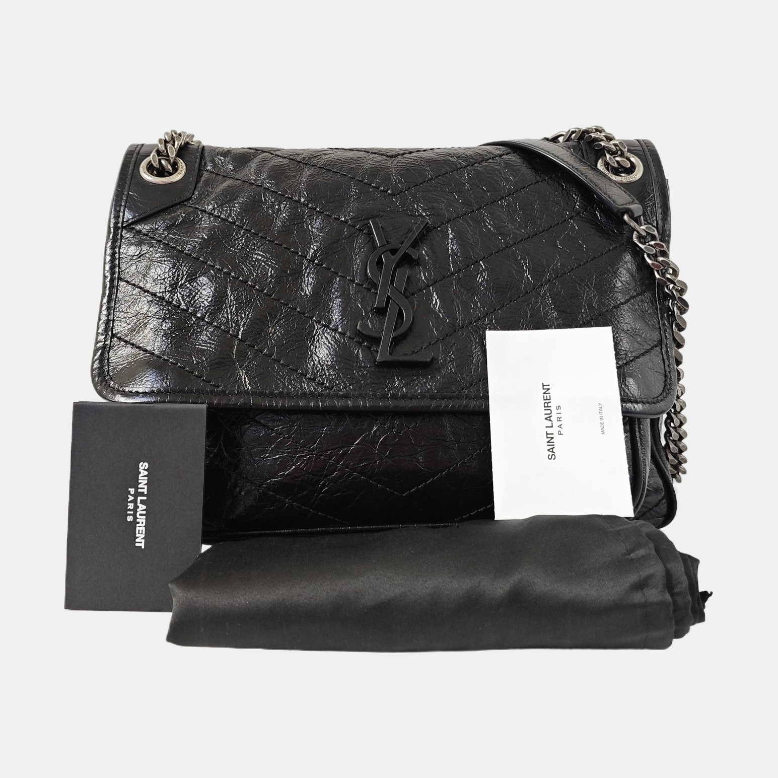 NIKI Medium Chevron Calfskin Black