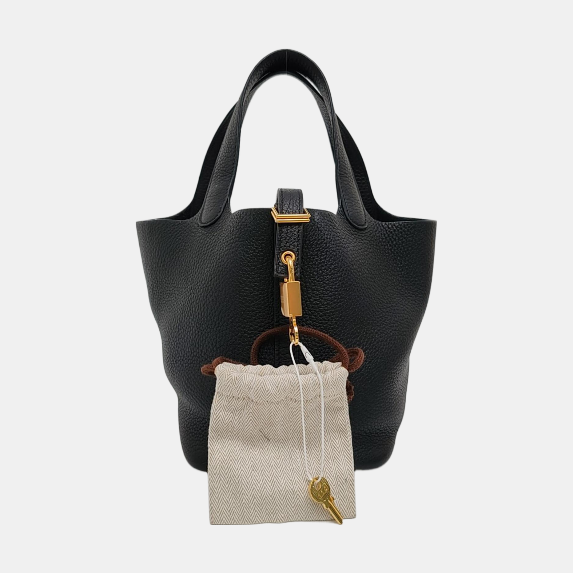 Authenticated pre-owned  Picotin Lock Clemence Black - Bucket Bag at Looply