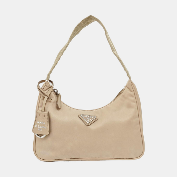 Authenticated pre-owned  Re-Edition Nylon Brown - Top Handle Bag at Looply