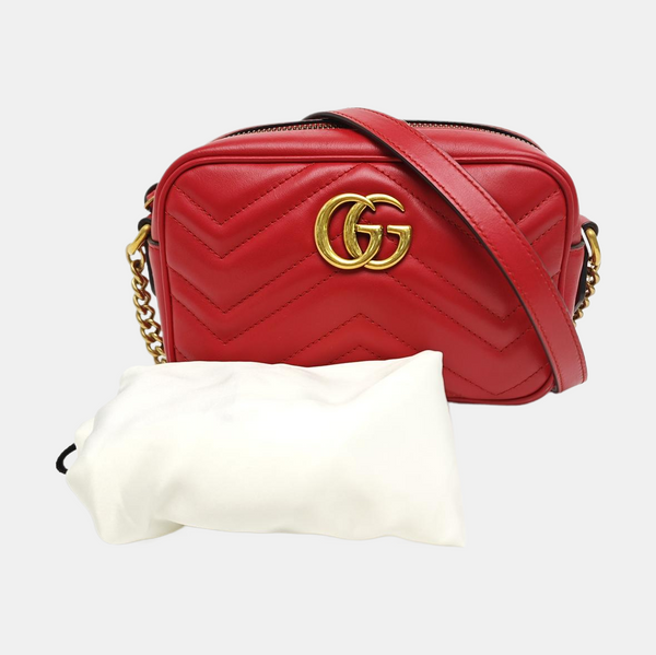 GG Marmont Super Mini Quilted Calfskin Red