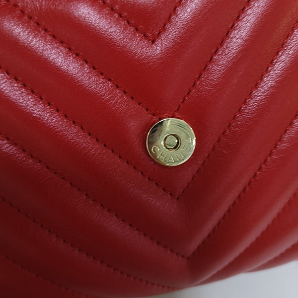 Chevron, Quilted Calfskin Red