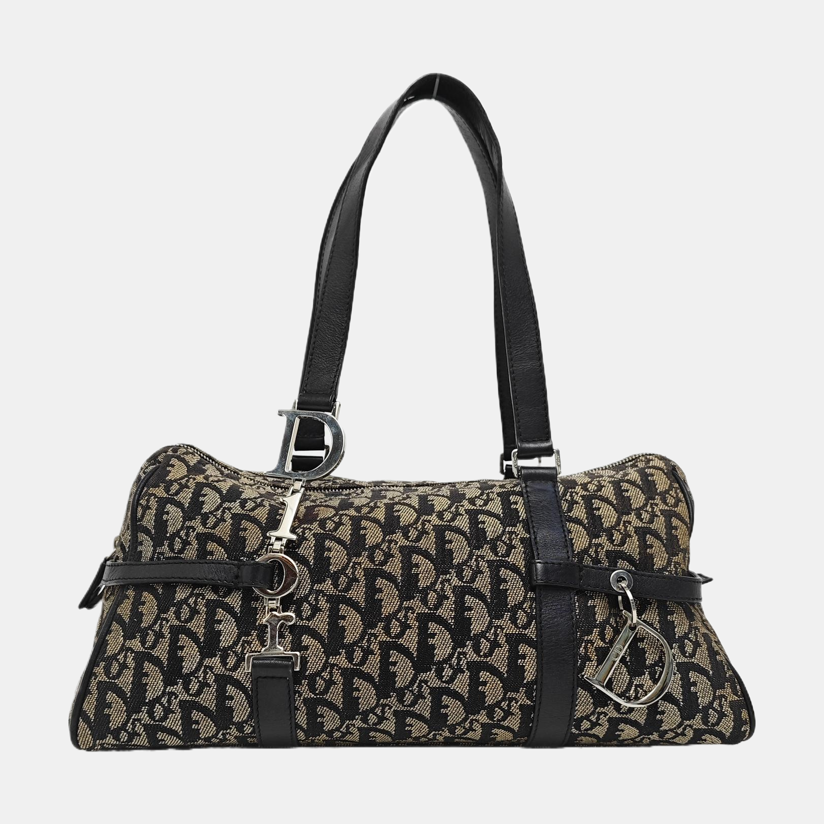 Oblique Canvas Top Handle Bag Gray