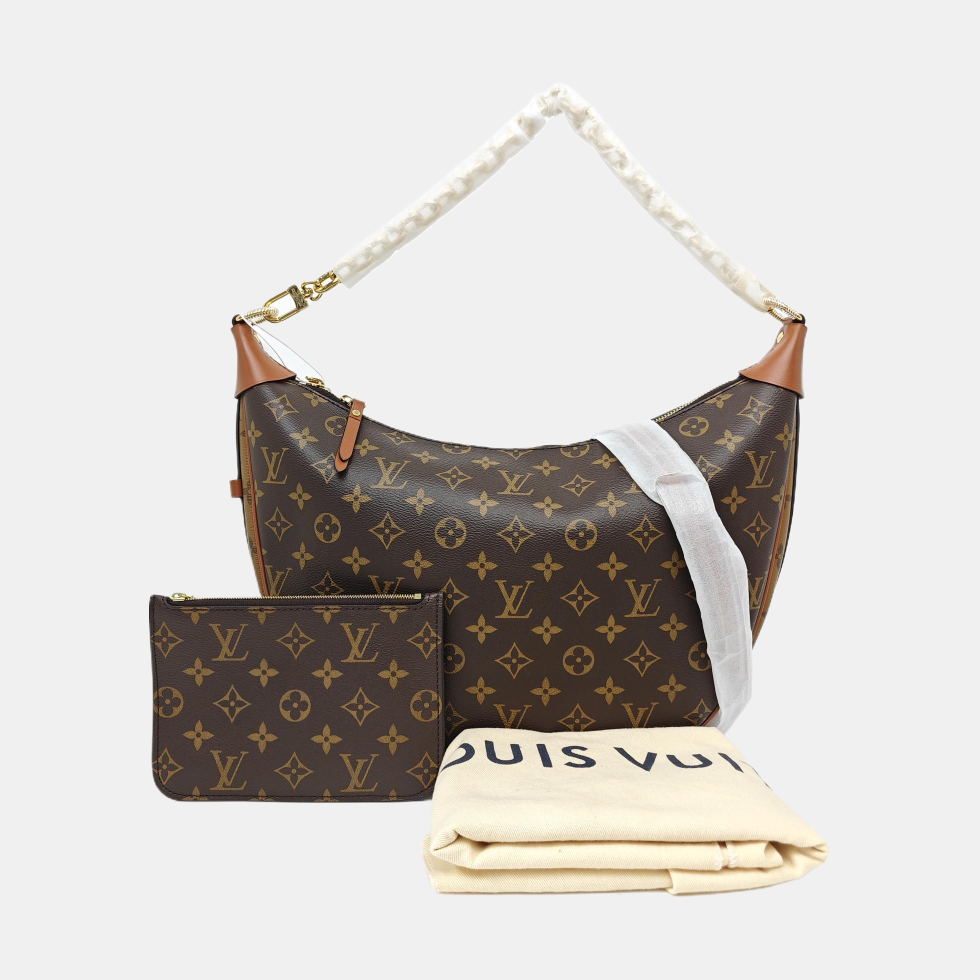 LOOP HOBO Monogram Coated Canvas Brown