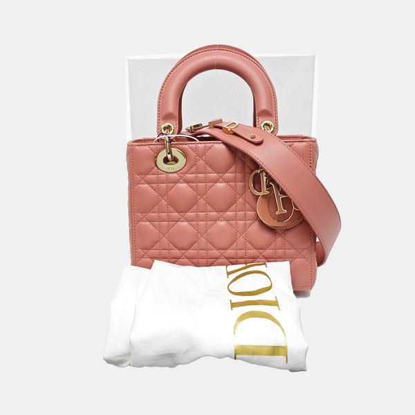 Lady Dior Small Cannage Lambskin Beige