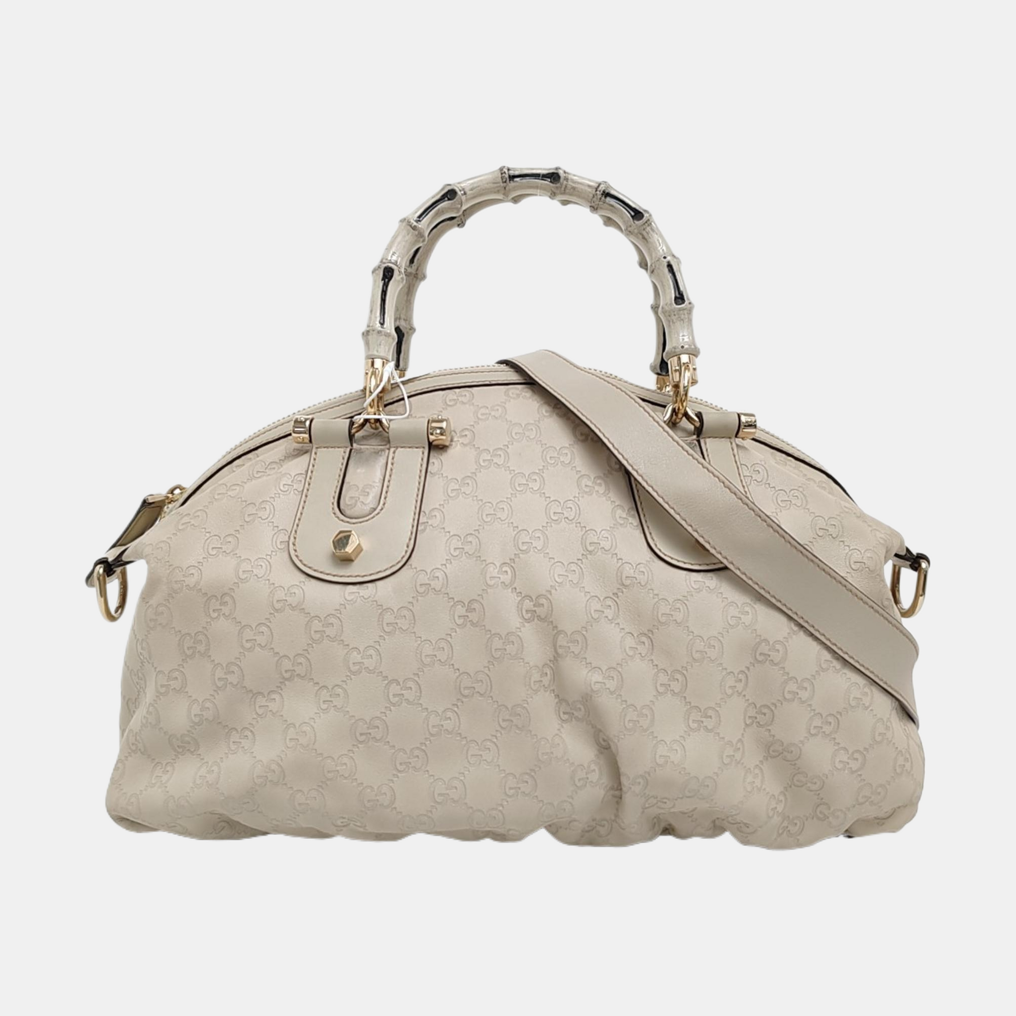 Monogram Calfskin Top Handle Bag White