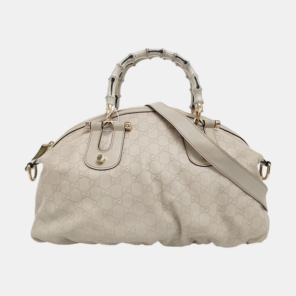 Monogram Calfskin Top Handle Bag White