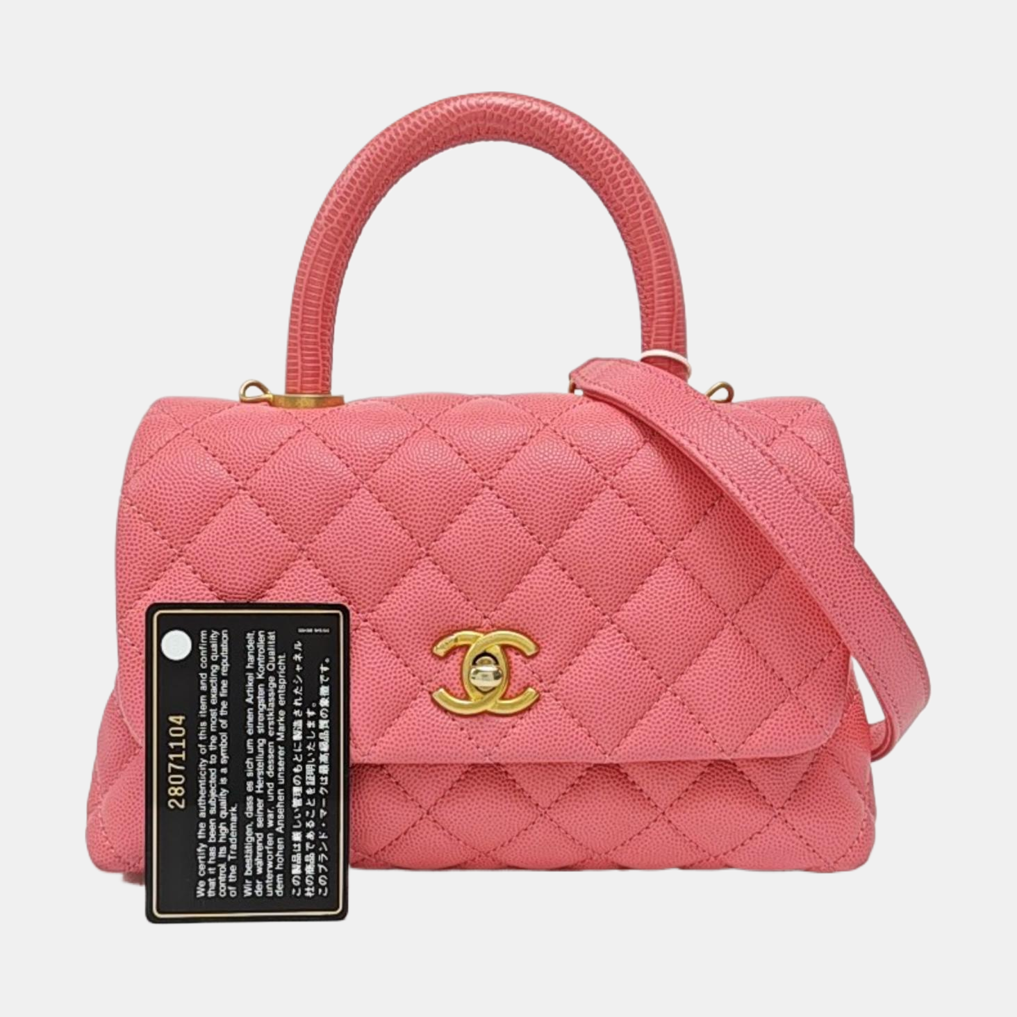 COCO HANDLE Becerro Granulado Acolchado Pequeño Rosa