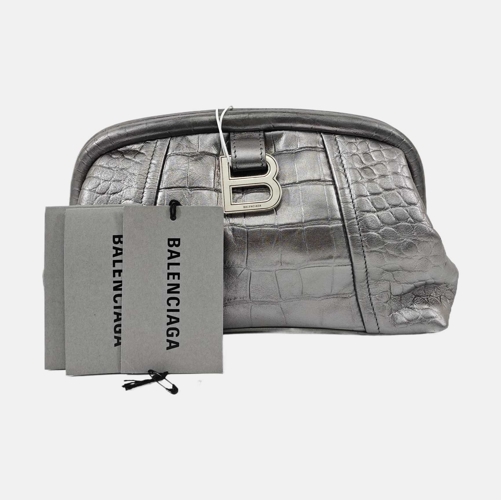 Calfskin Clutch Extra Small Silver