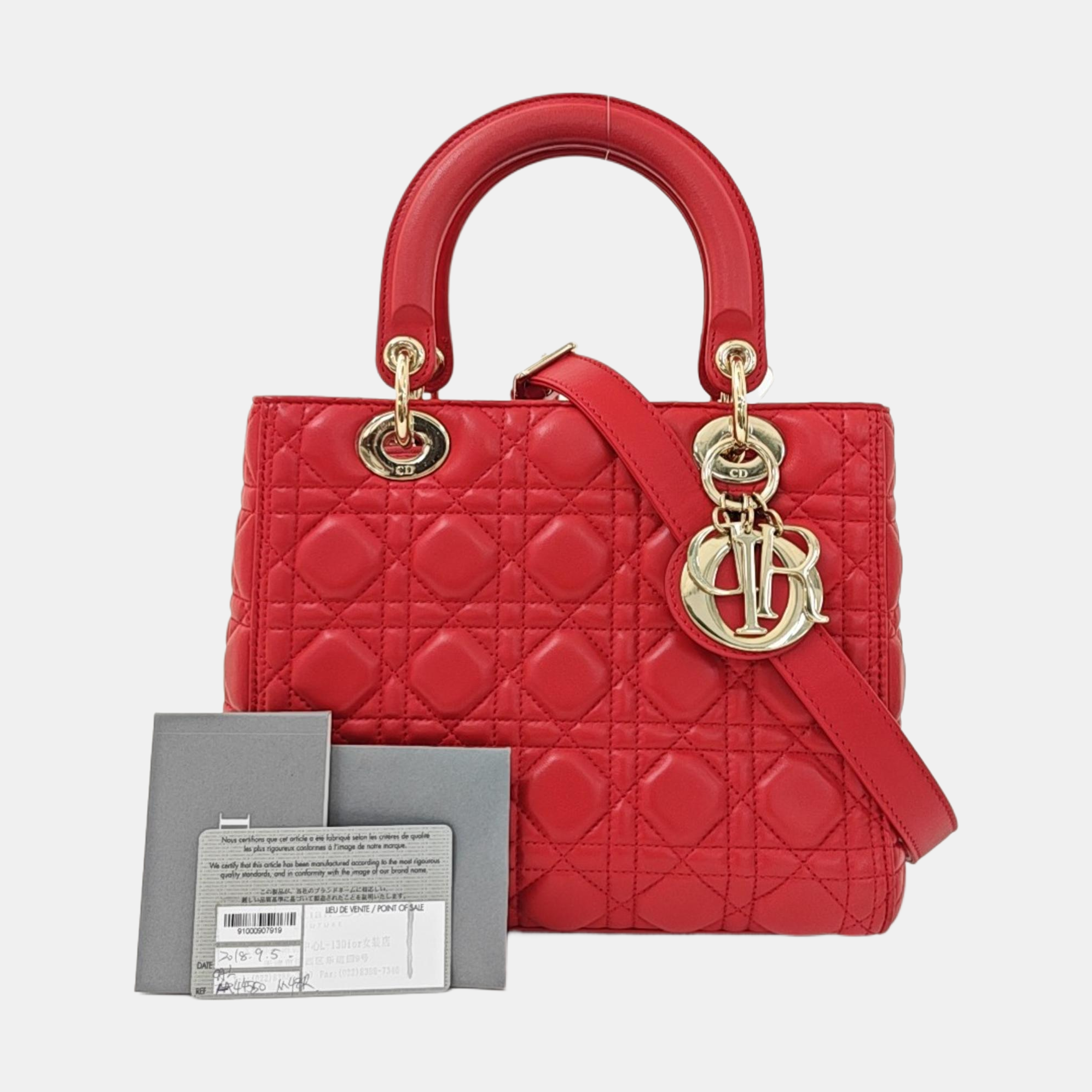 Lady Dior Medium Cannage Lambskin Red