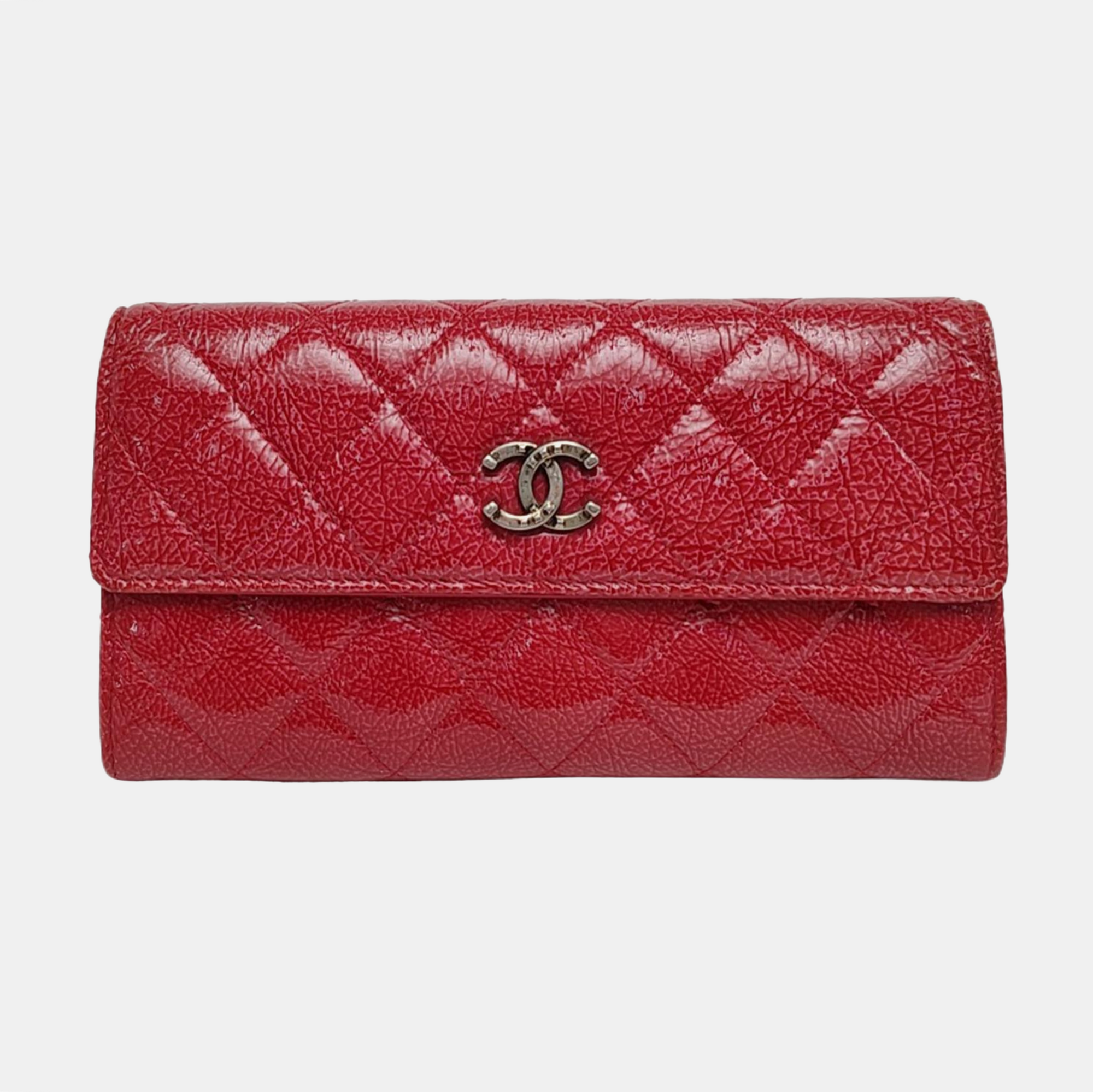 Quilted Patent Lambskin Wallet Pink