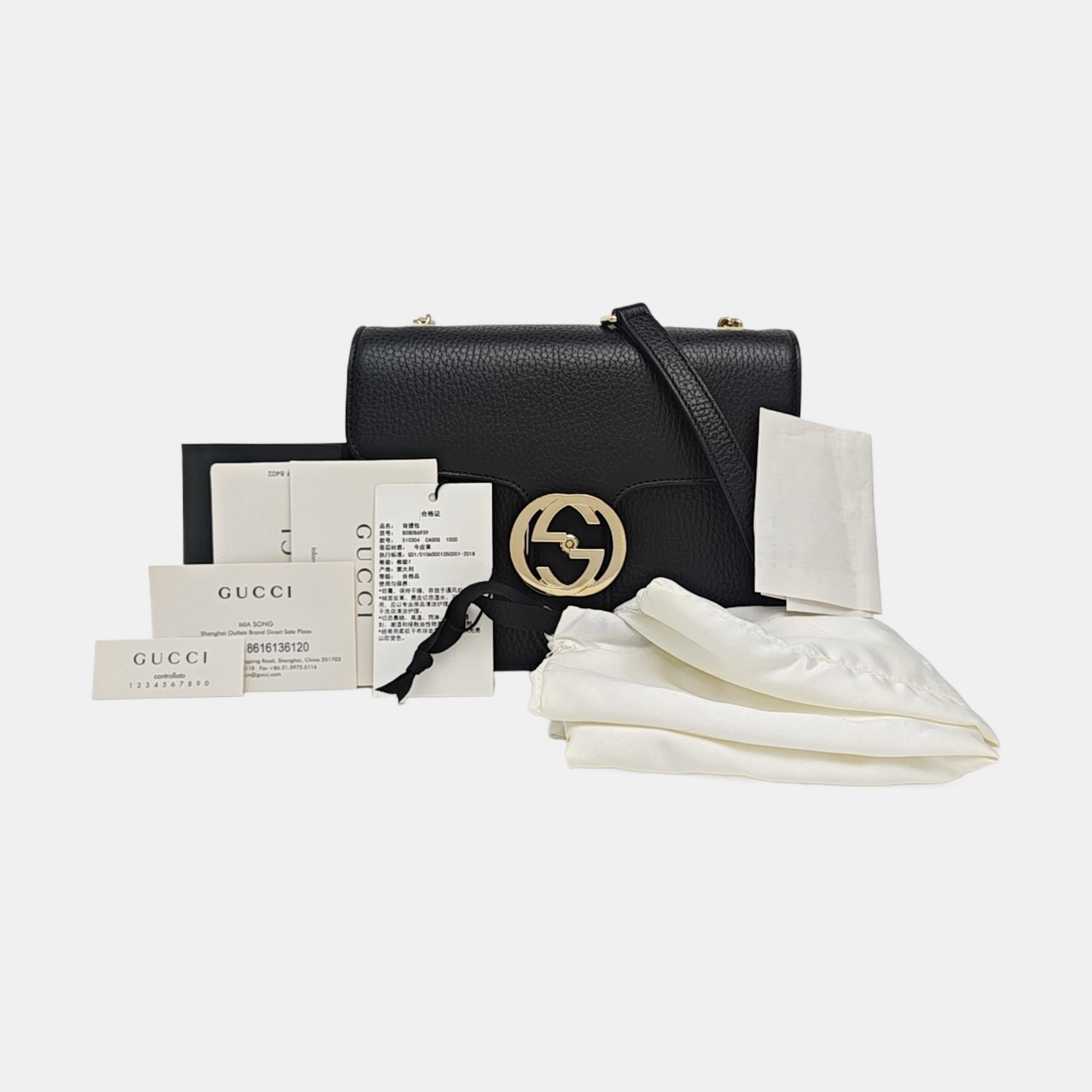 Interlocking G Small Calfskin Black