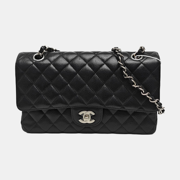 CLASSIC FLAP Medium Quilted Grained Calfskin Black