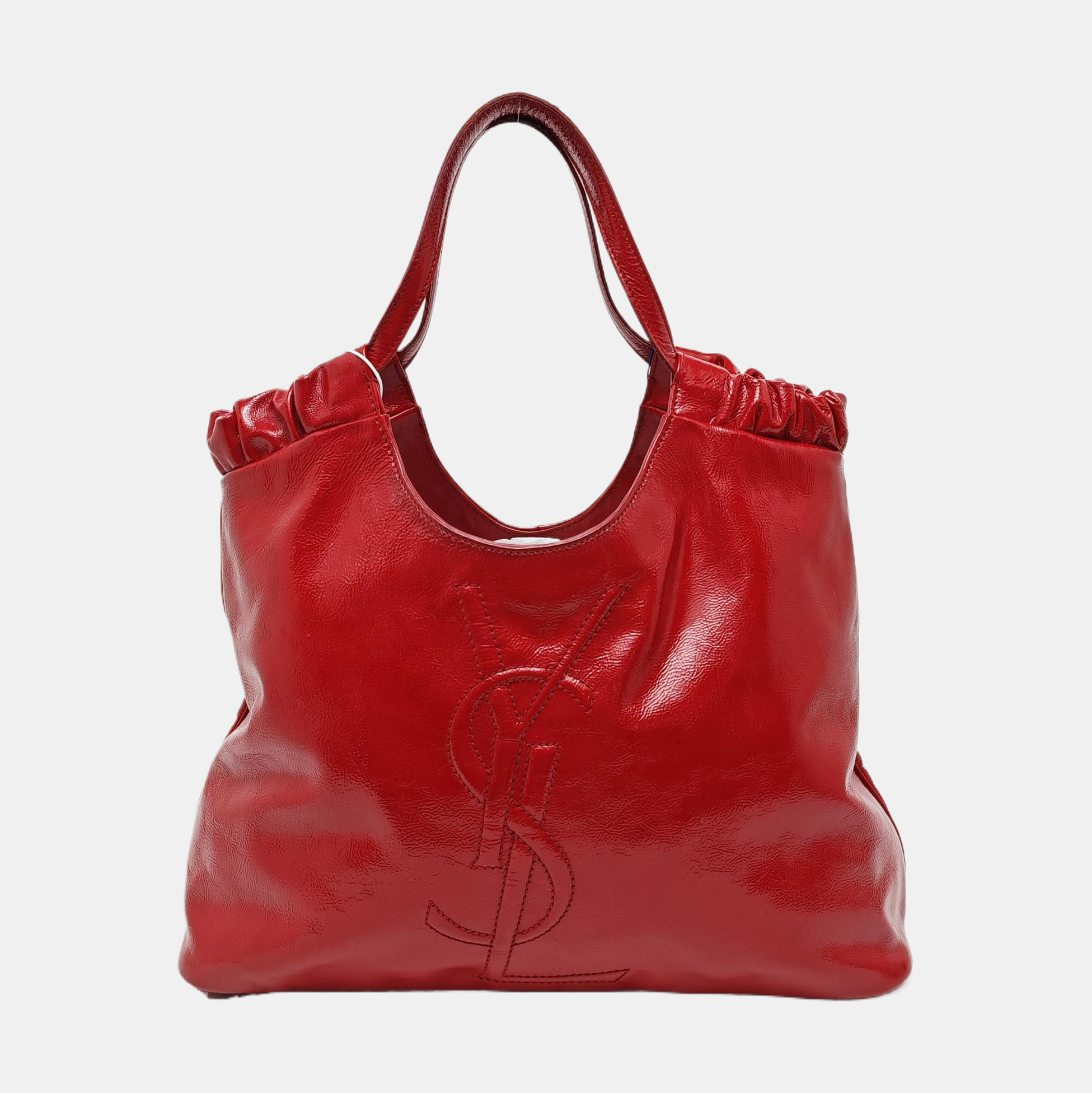 Quilted Patent Leather Tote Bag Red