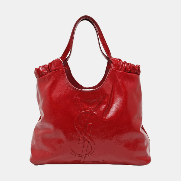 Quilted Patent Leather Tote Bag Red