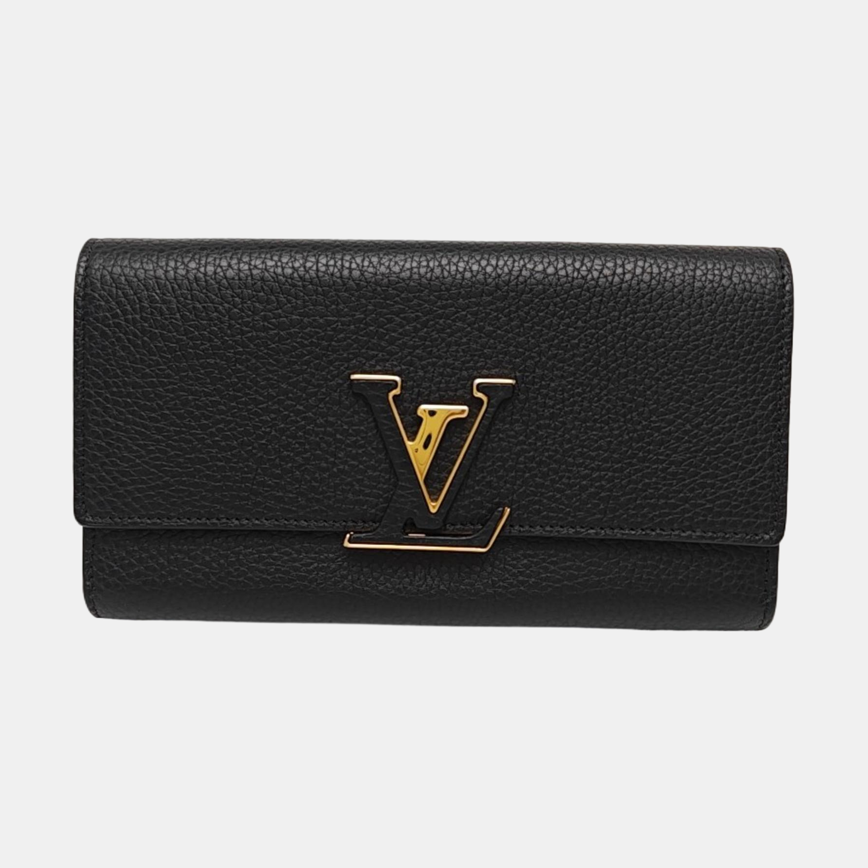 CAPUCINES Mini Monogram Calfskin Black Wallet
