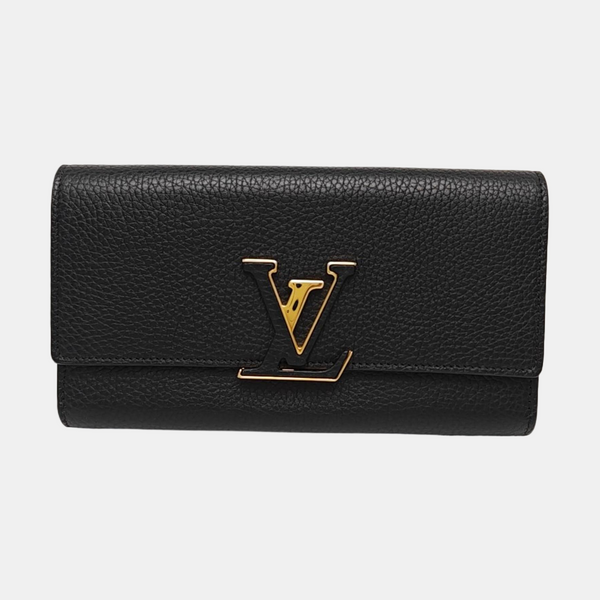 CAPUCINES Mini Monogram Calfskin Black Wallet