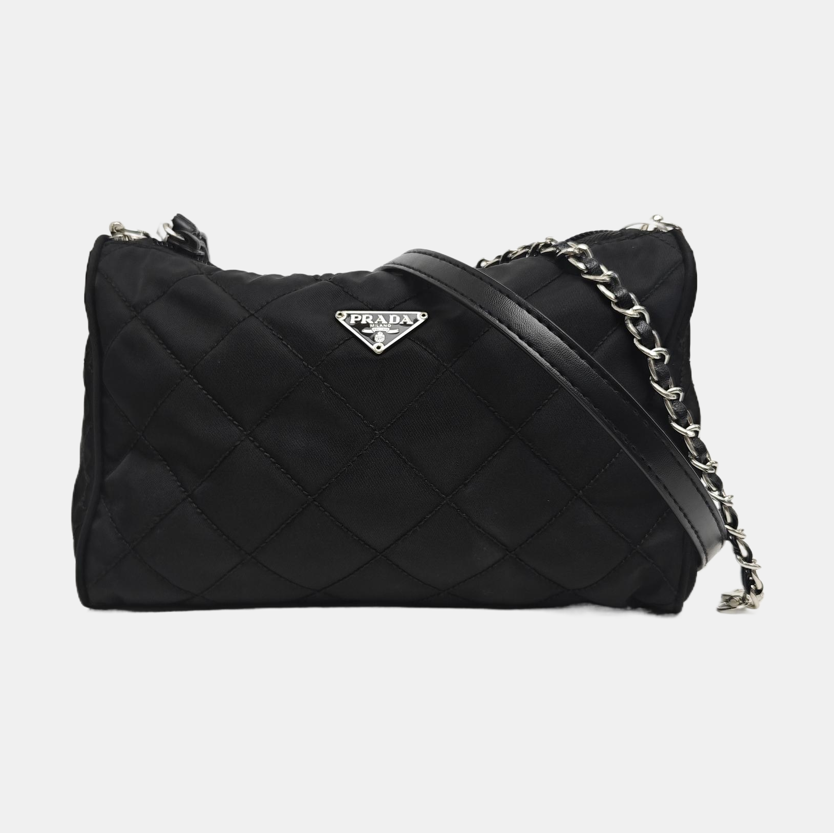 Quilted Nylon Clutch Black