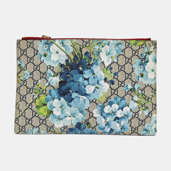 Monogram Coated Canvas Clutch Blue