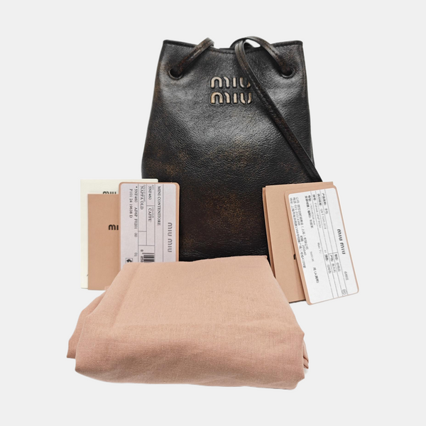 Lambskin Bucket Bag Mini Brown