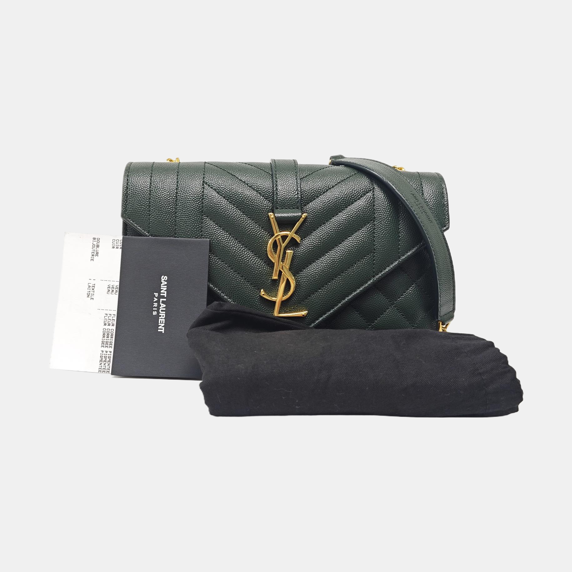 Authenticated pre-owned  ENVELOPE Small Chevron, Quilted Calfskin Green - Shoulder Bag at Looply