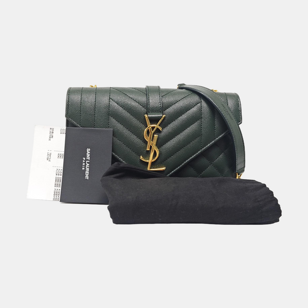 Authenticated pre-owned  ENVELOPE Small Chevron, Quilted Calfskin Green - Shoulder Bag at Looply