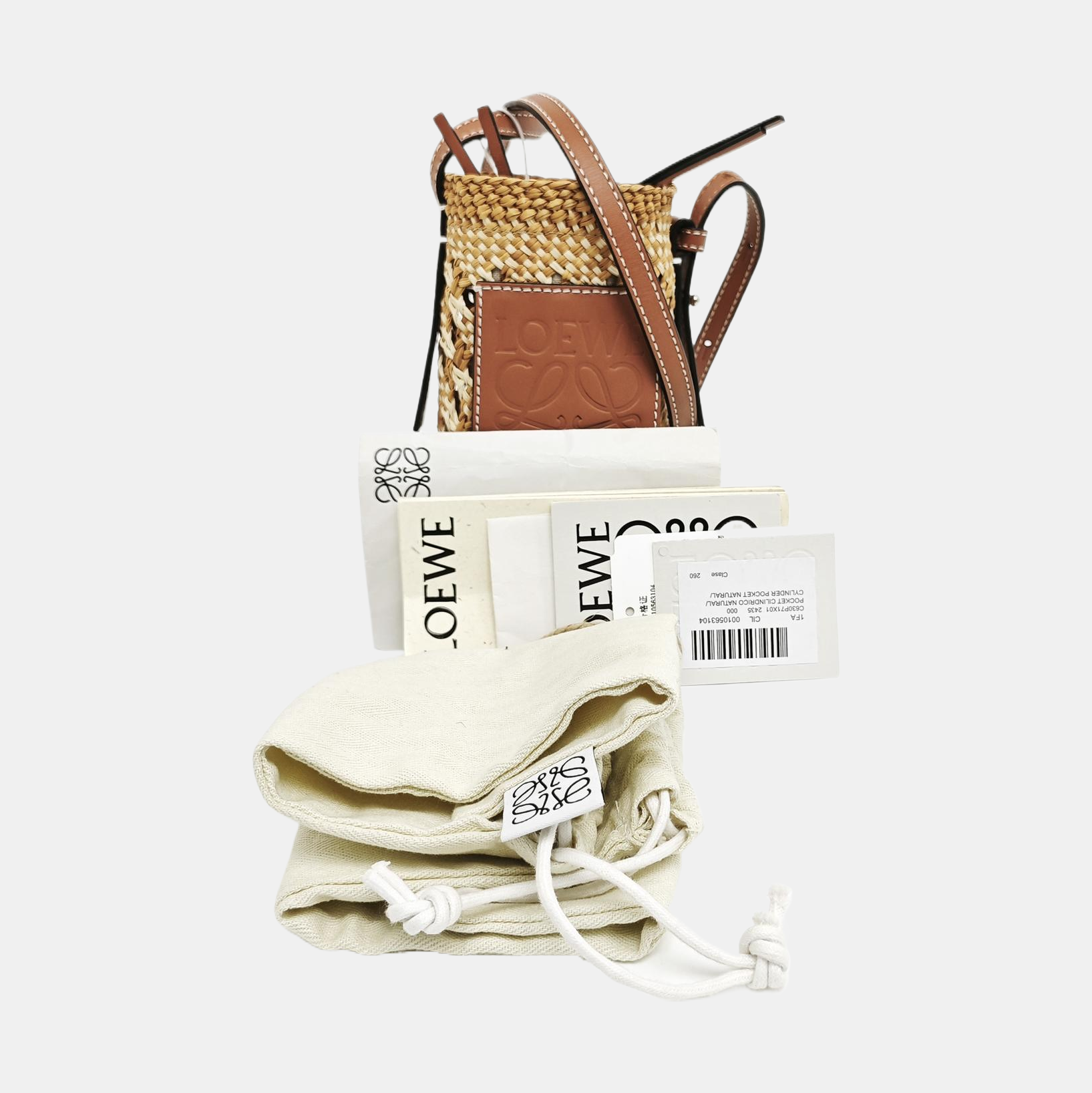 Straw Bucket Bag Brown