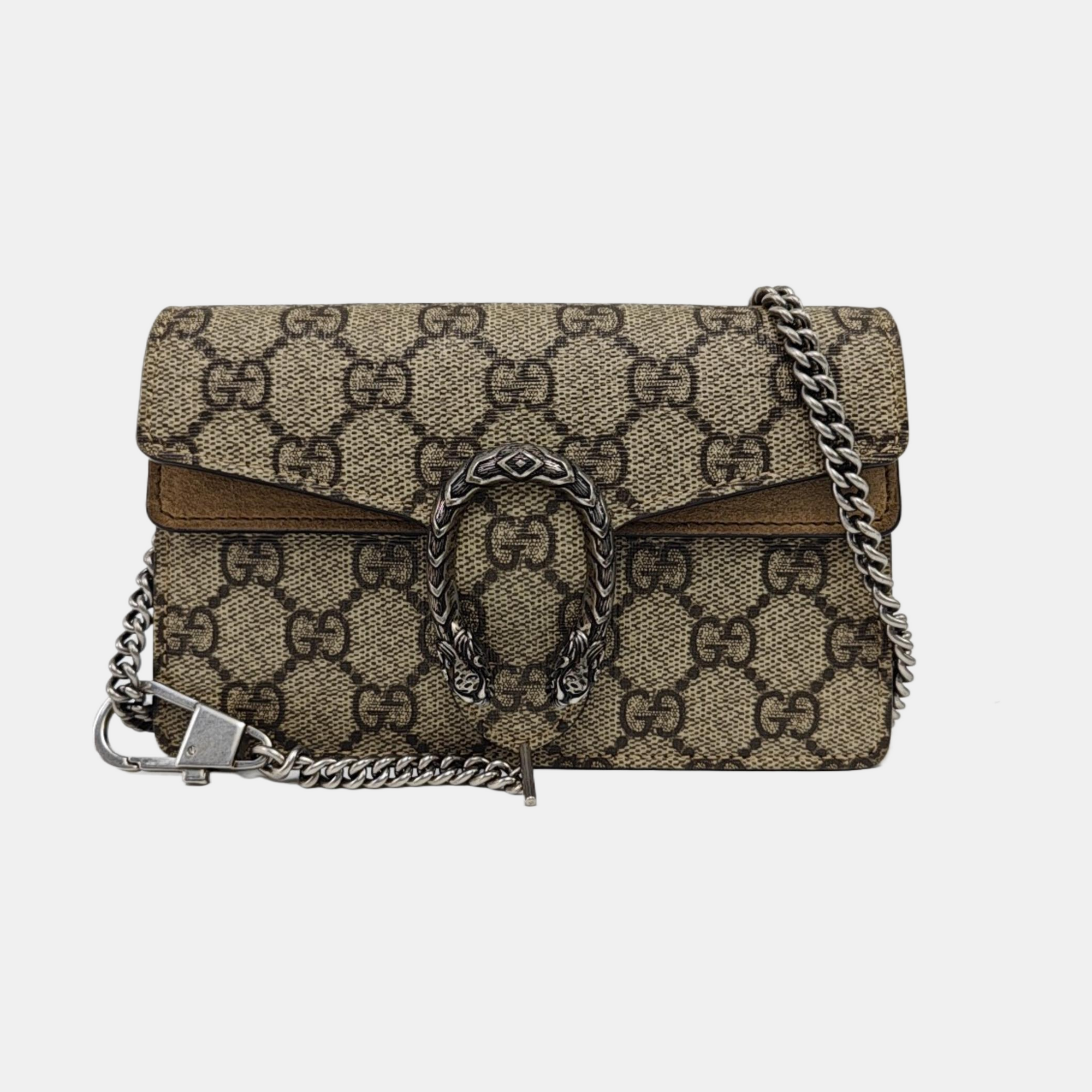 Dionysus Super Mini Monogram Coated Canvas Beige