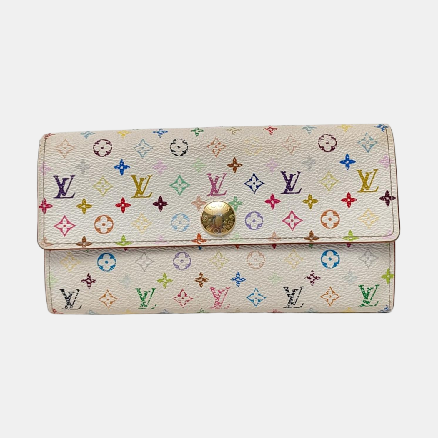 LV × TM PORTE MONNAIE Monogram Coated Canvas White Wallet