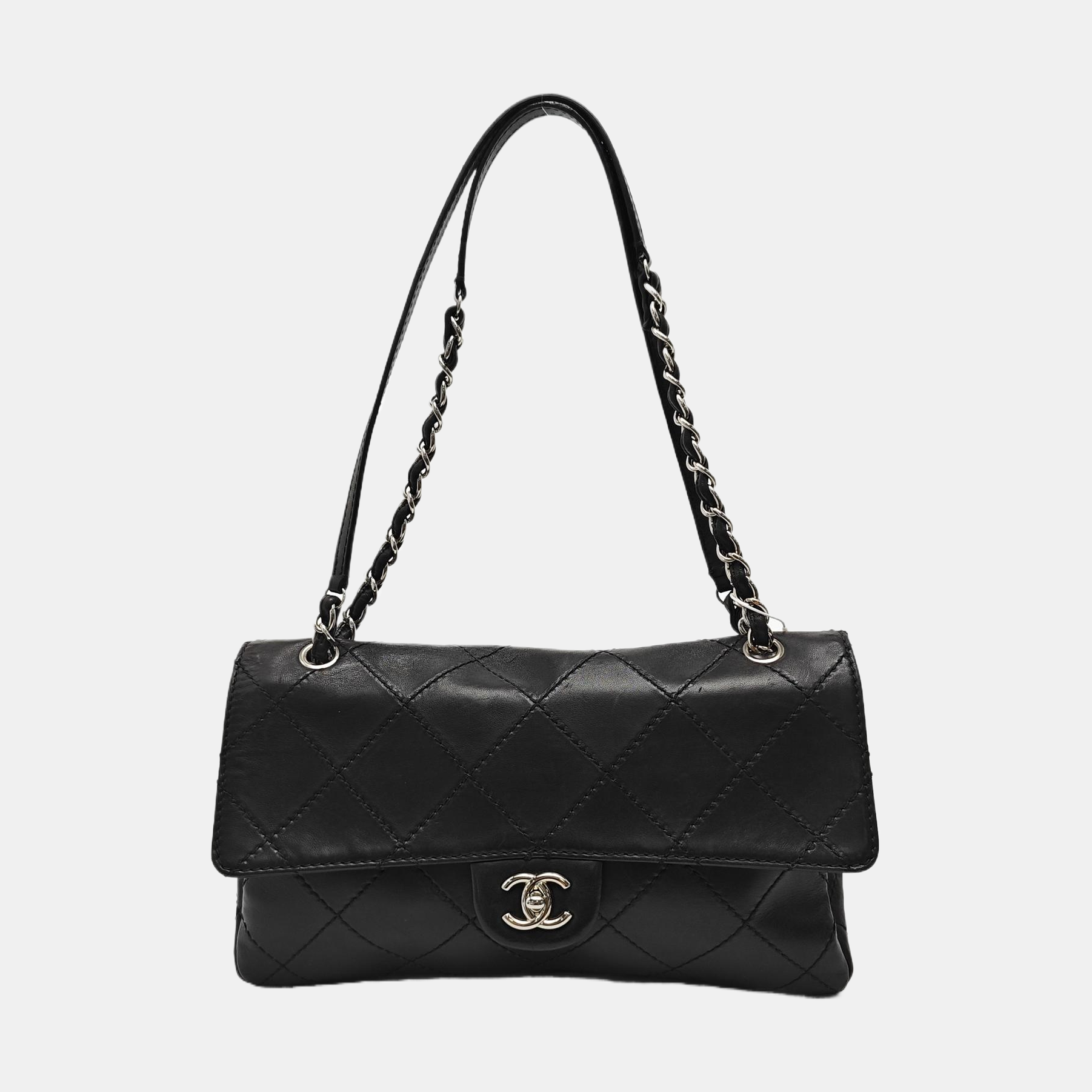 Quilted Lambskin Shoulder Bag Black