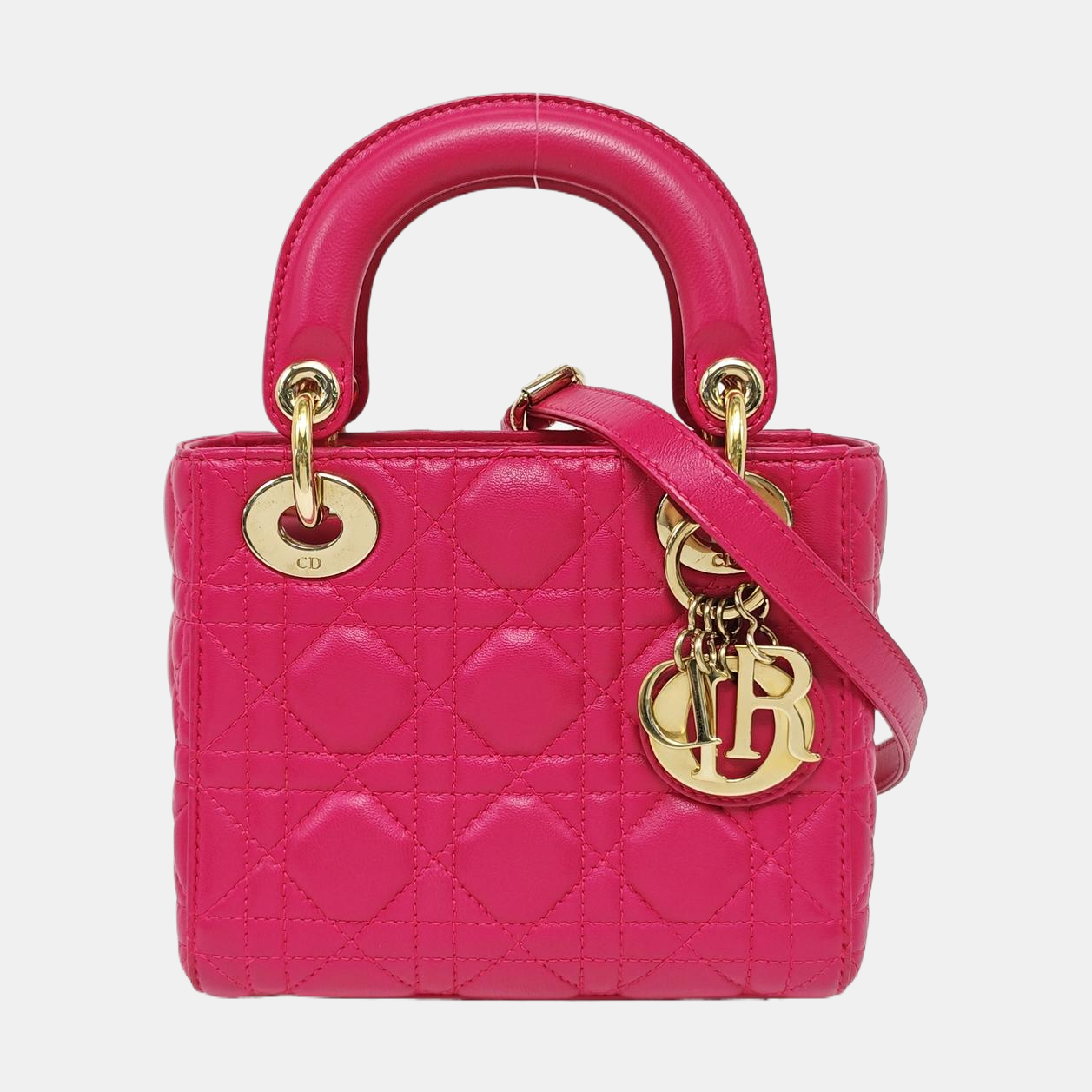 Lady Dior Mini Cannage Lambskin Red