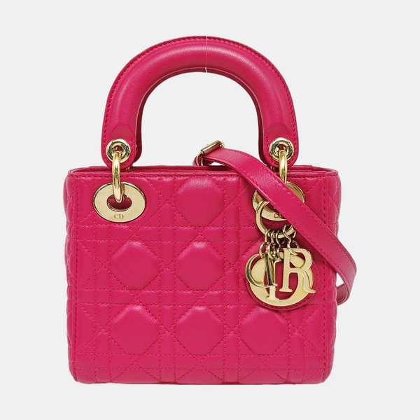 Lady Dior Mini Cannage Lambskin Red