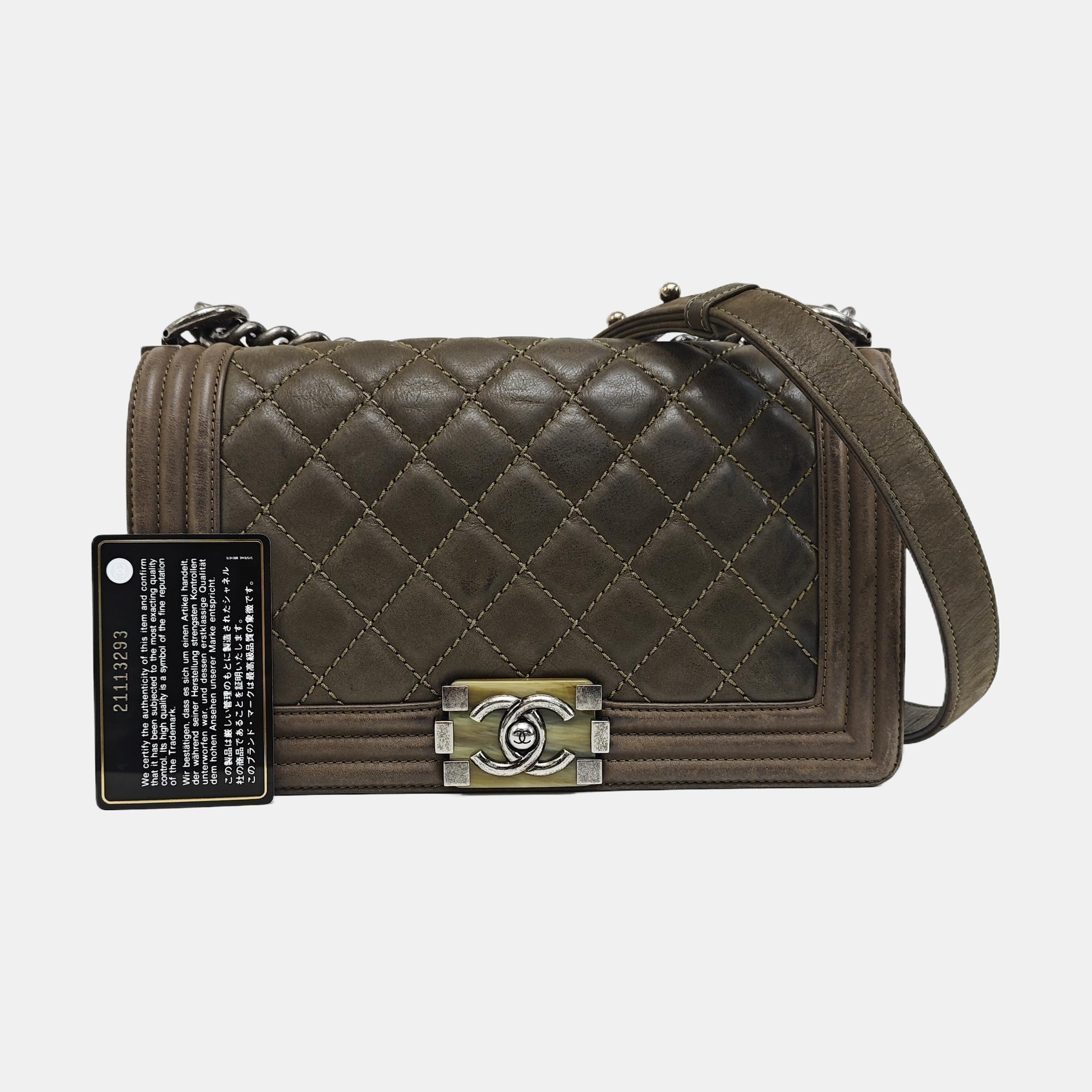 BOY CHANEL Medium Quilted Calfskin Gray