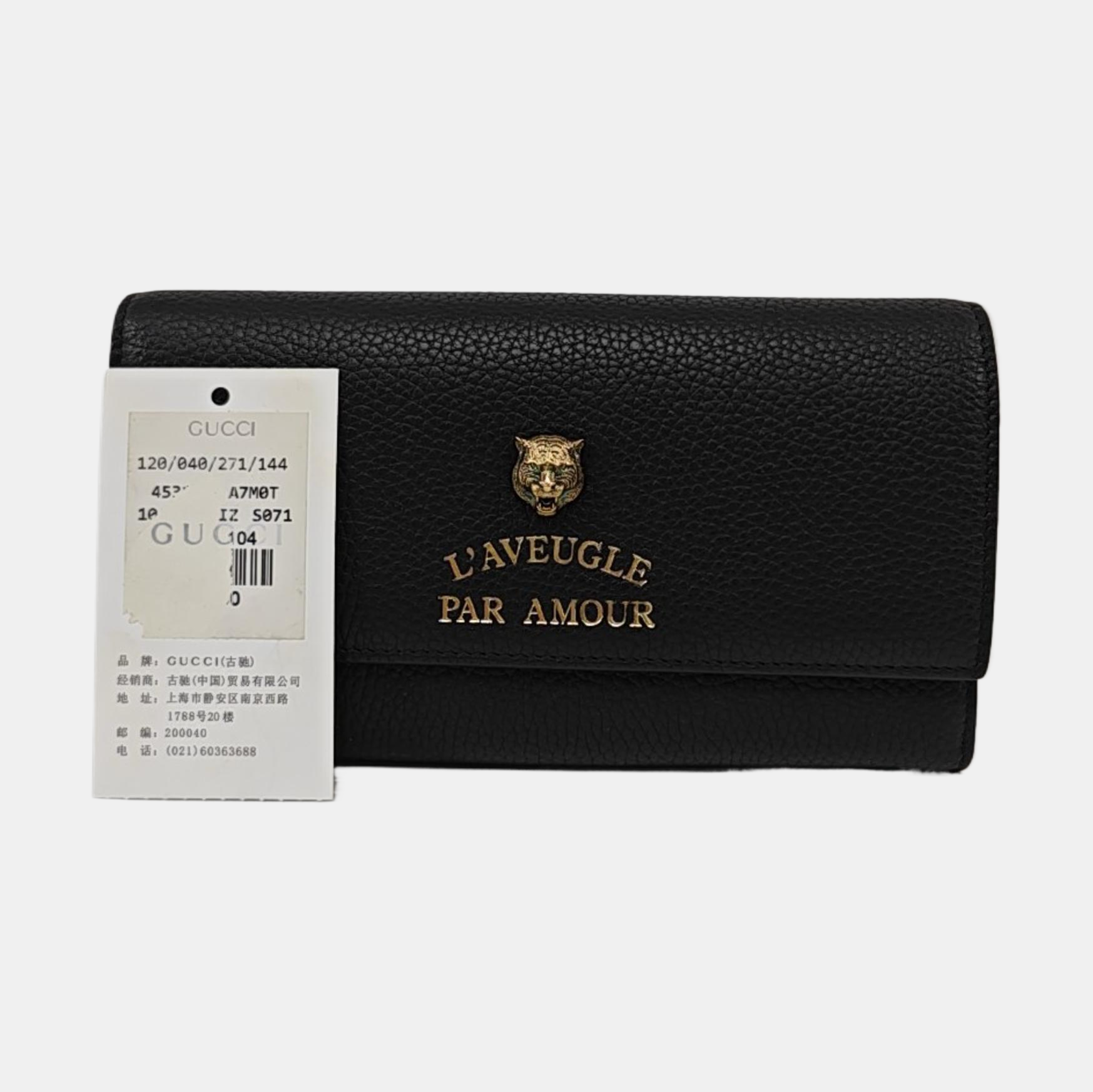 Animalier Calfskin Black Wallet