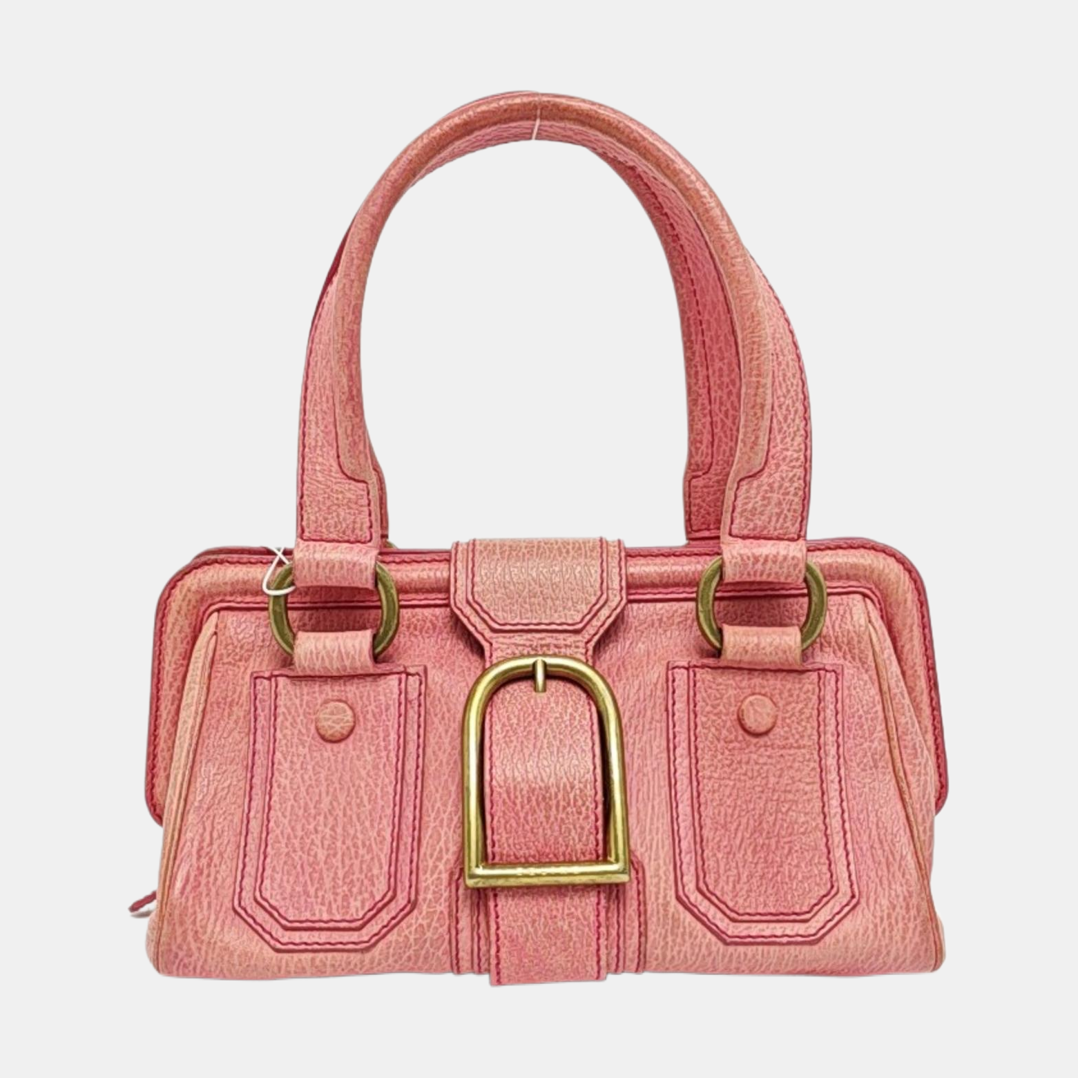 Leather Top Handle Bag Pink