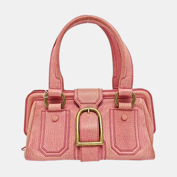 Leather Top Handle Bag Pink
