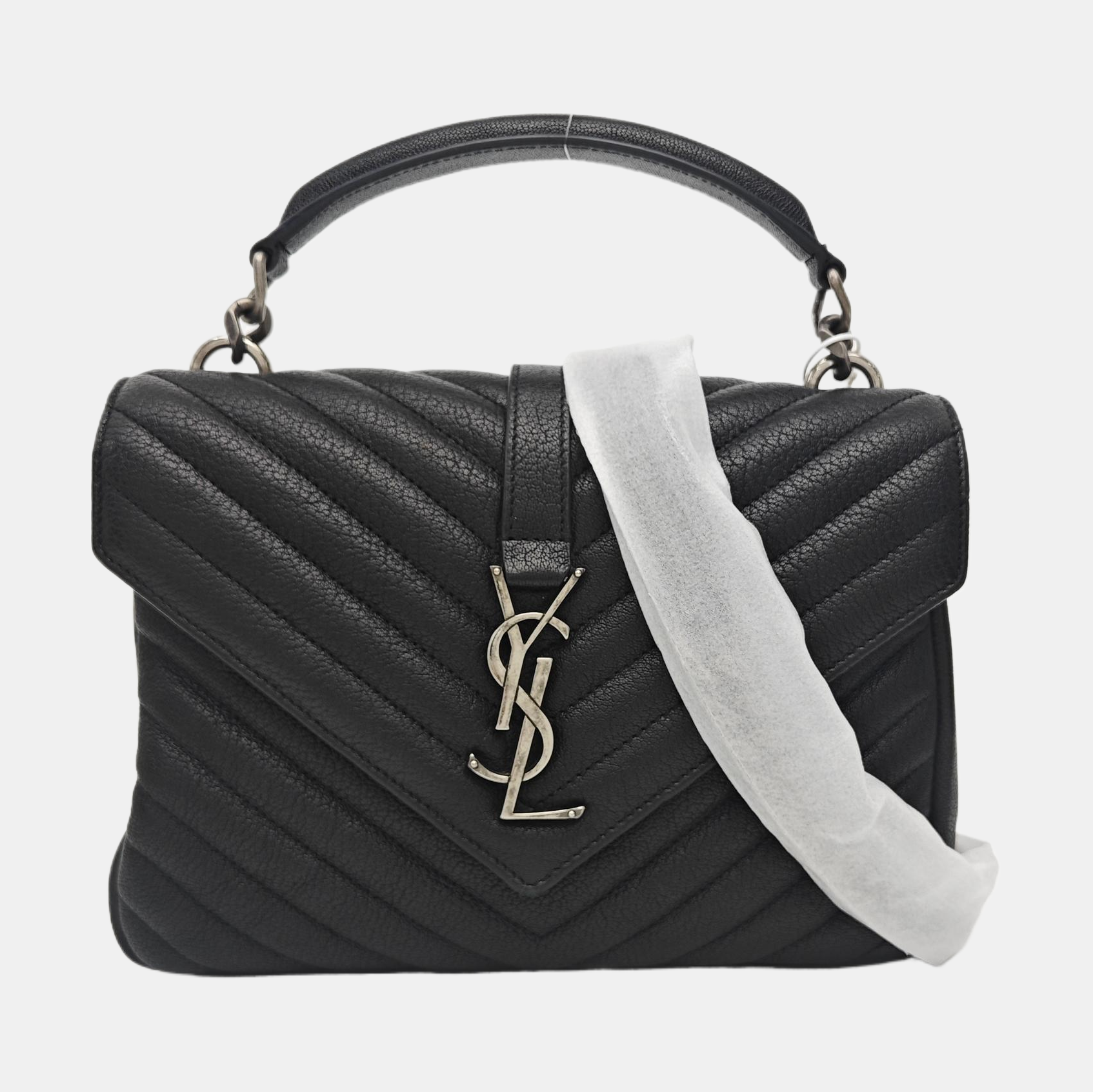 COLLEGE Medium Chevron Lambskin Black