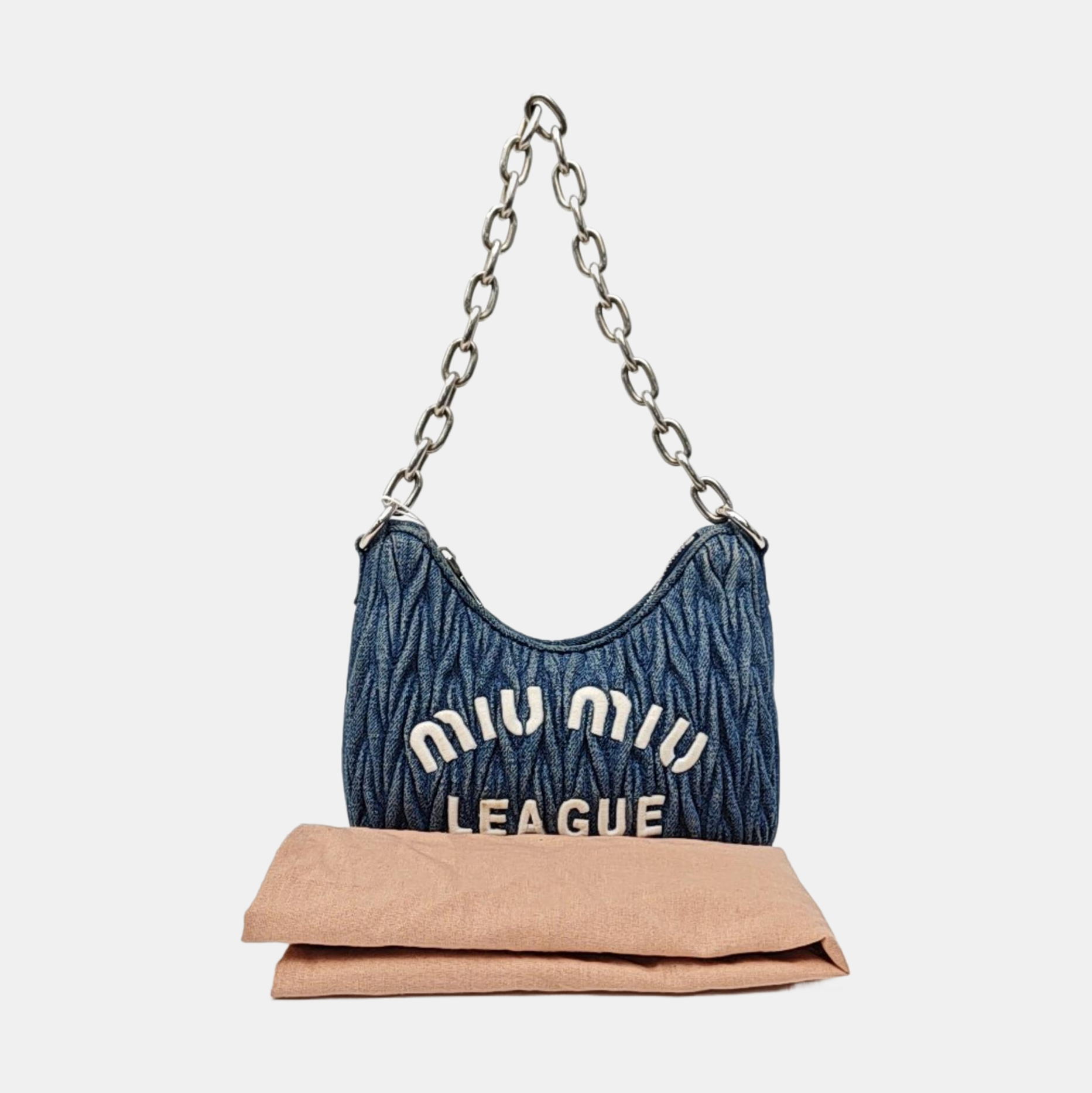 Quilted Denim Shoulder Bag Blue