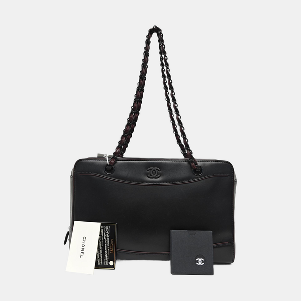 Calfskin Top Handle Bag Black