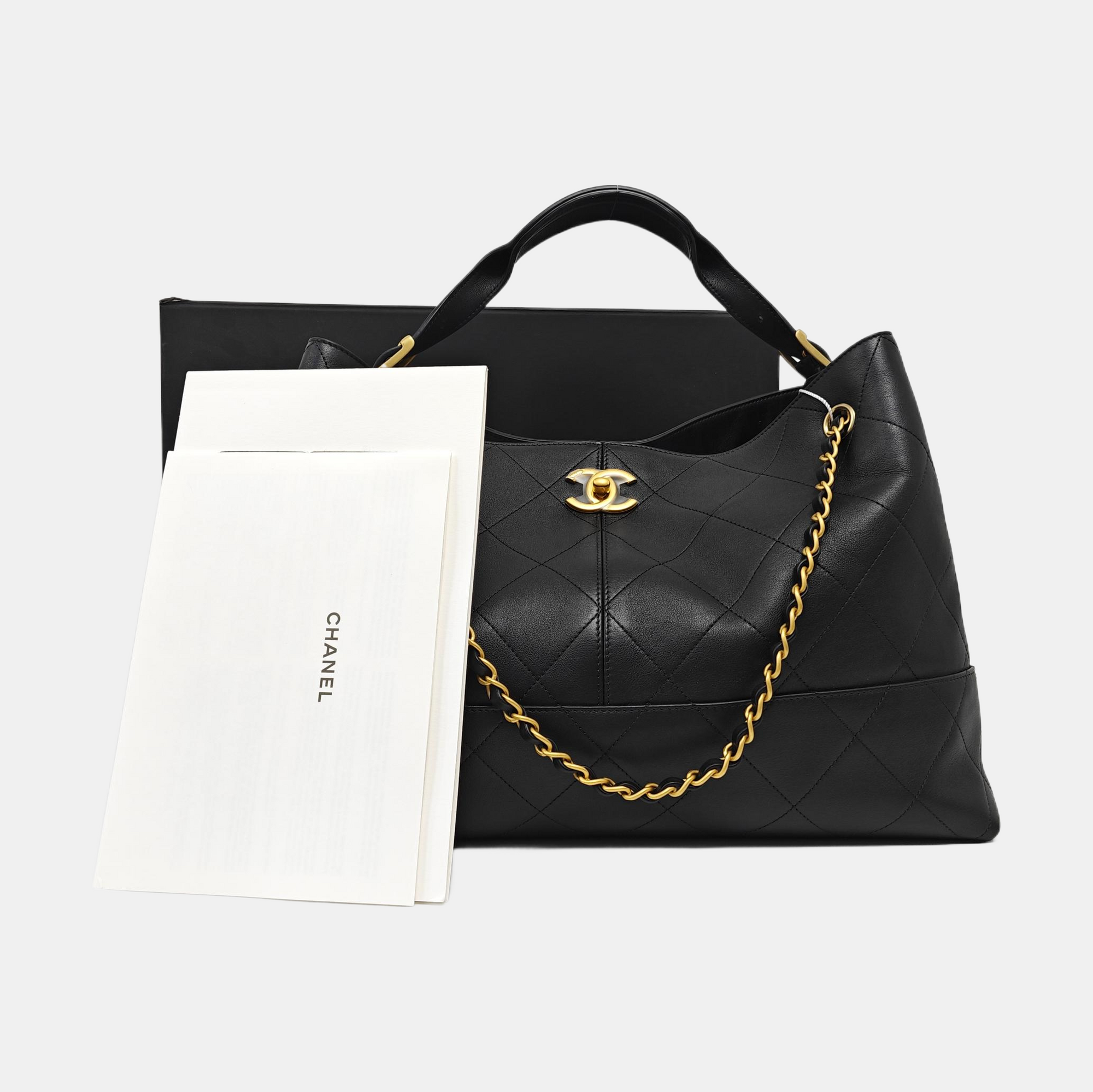 Quilted Calfskin Tote Bag Black