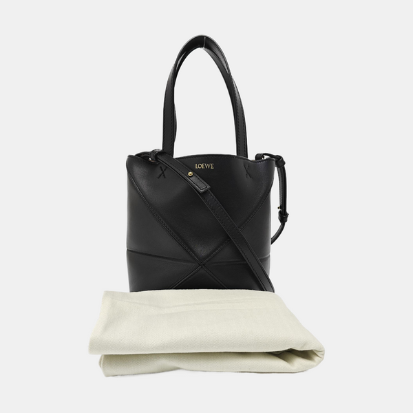 Puzzle Fold Mini Quilted Calfskin Black