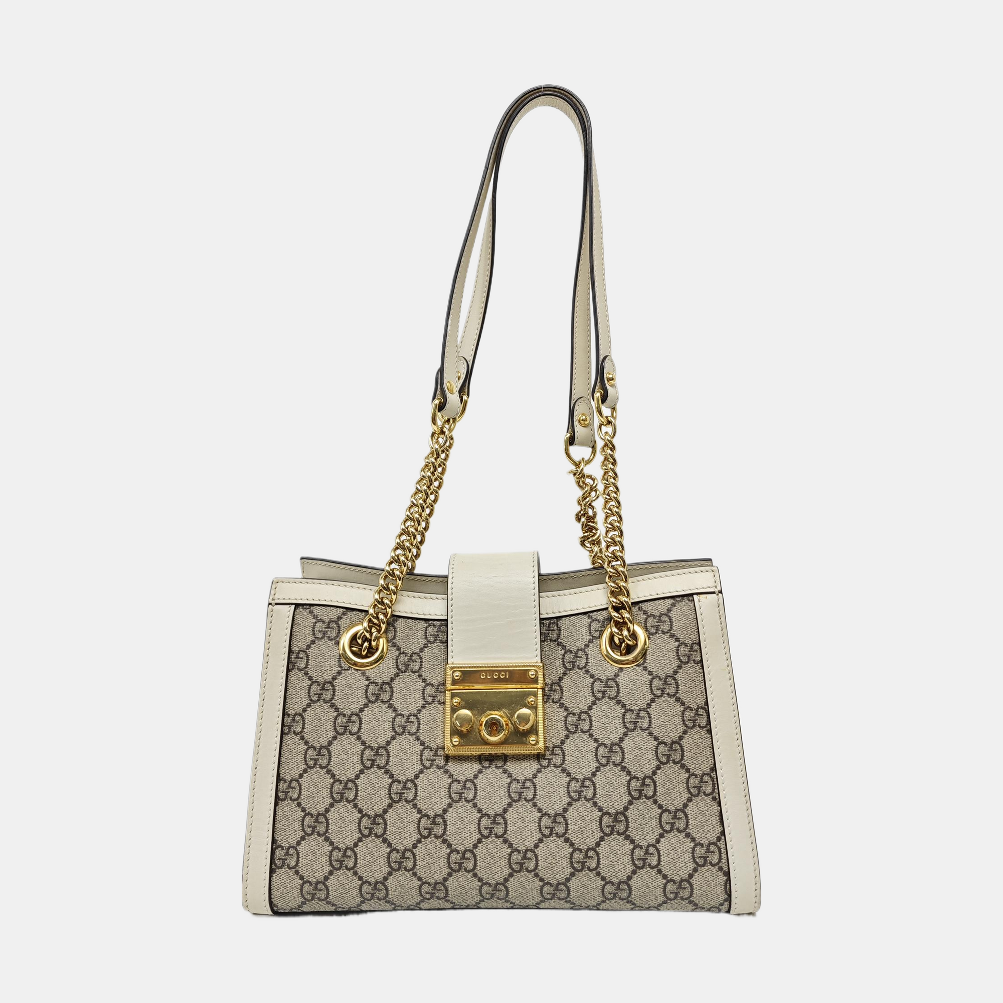 Padlock Small Monogram Coated Canvas Beige
