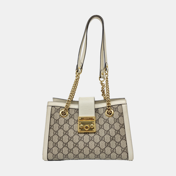 Padlock Small Monogram Coated Canvas Beige