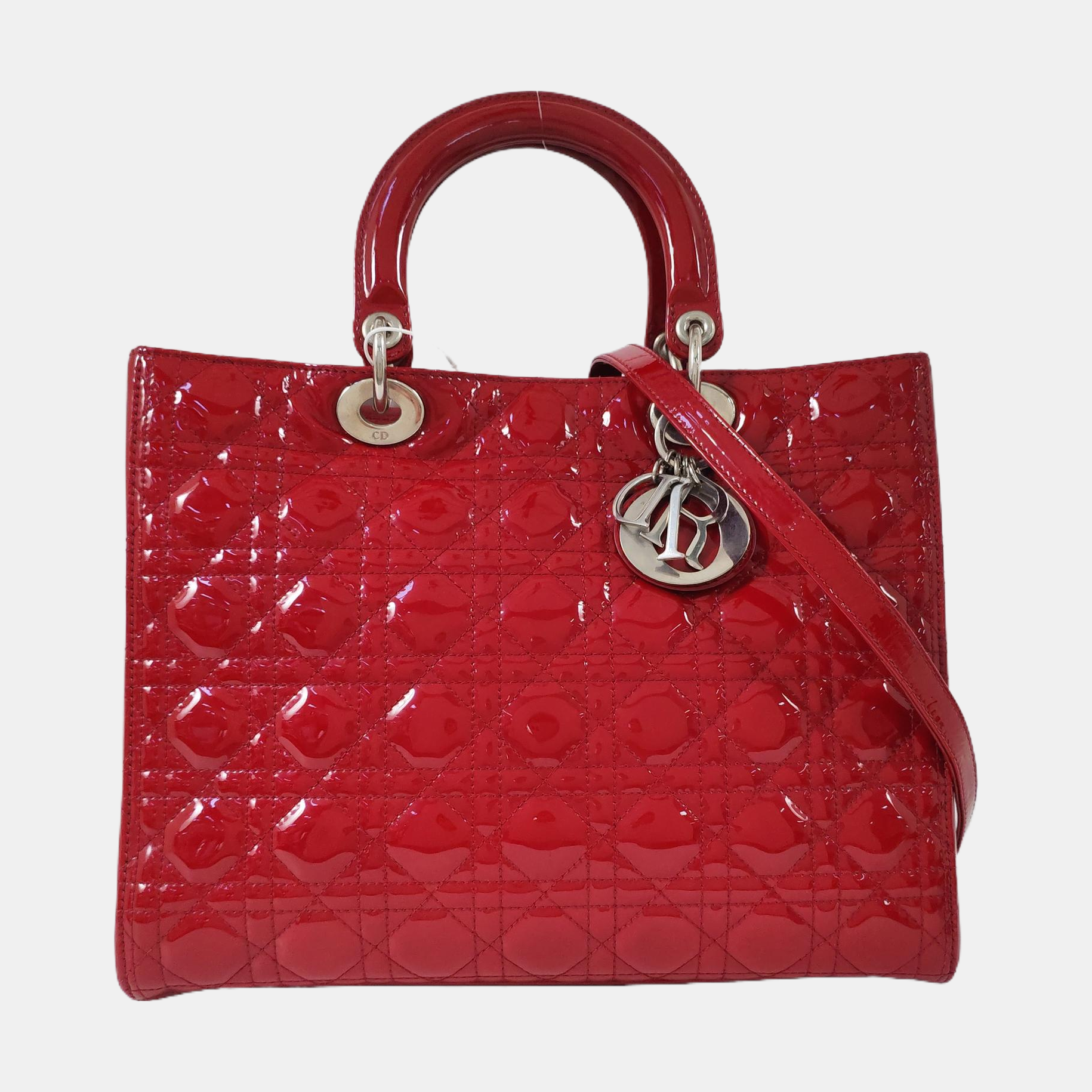 Lady Dior Large Cannage Patent Leather Red