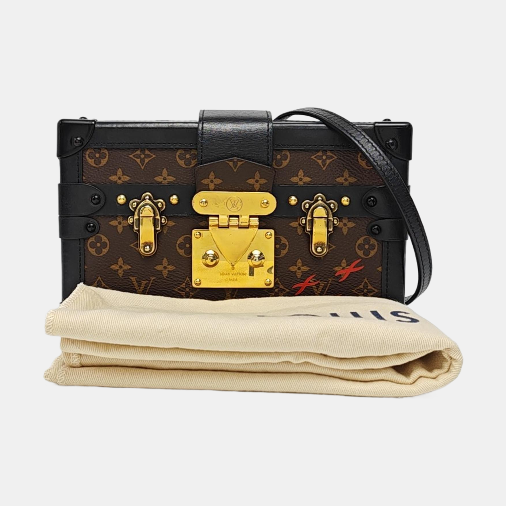 PETITE MALLE Monogram Coated Canvas Brown