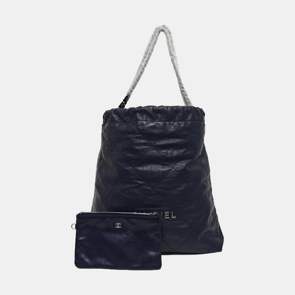 CHANEL 22 Large Quilted Calfskin Blue